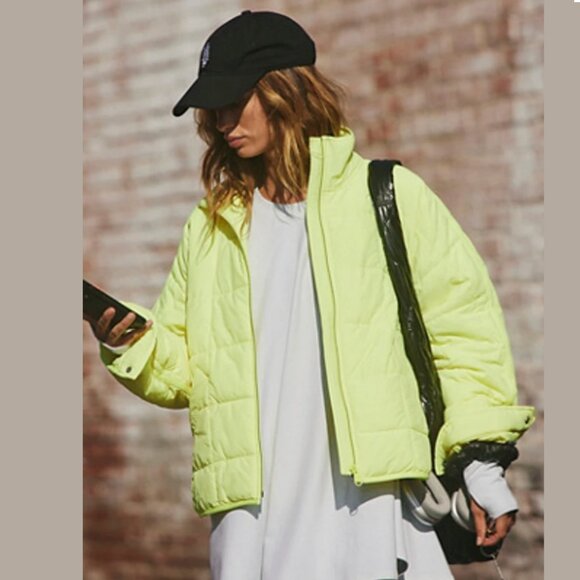 Free People Pippa Packable Puffer Jacket Blinding Lights Yellow - Picture 5 of 12